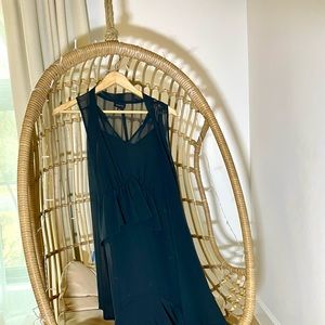 Semi formal black dress.